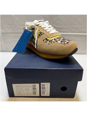 OPP Womens Lace Up Leopard Print Sneakers Gold Size 10.5 NEW